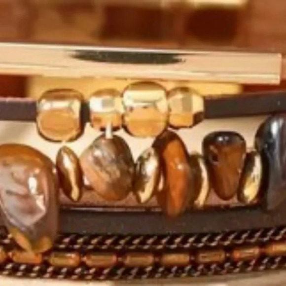 Entwined Bohemian Multilayer PU Leather Magnetic Clasp Bracelet - Adjustable - Picture 3 of 8